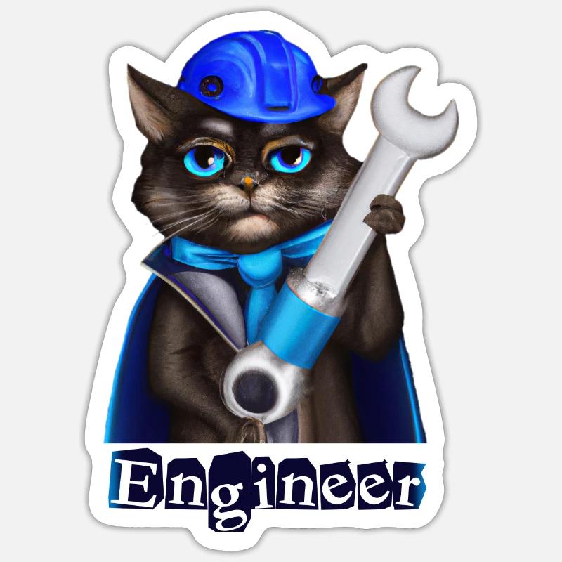 Cat Engineer Sticker size S (10 x 10 cm)