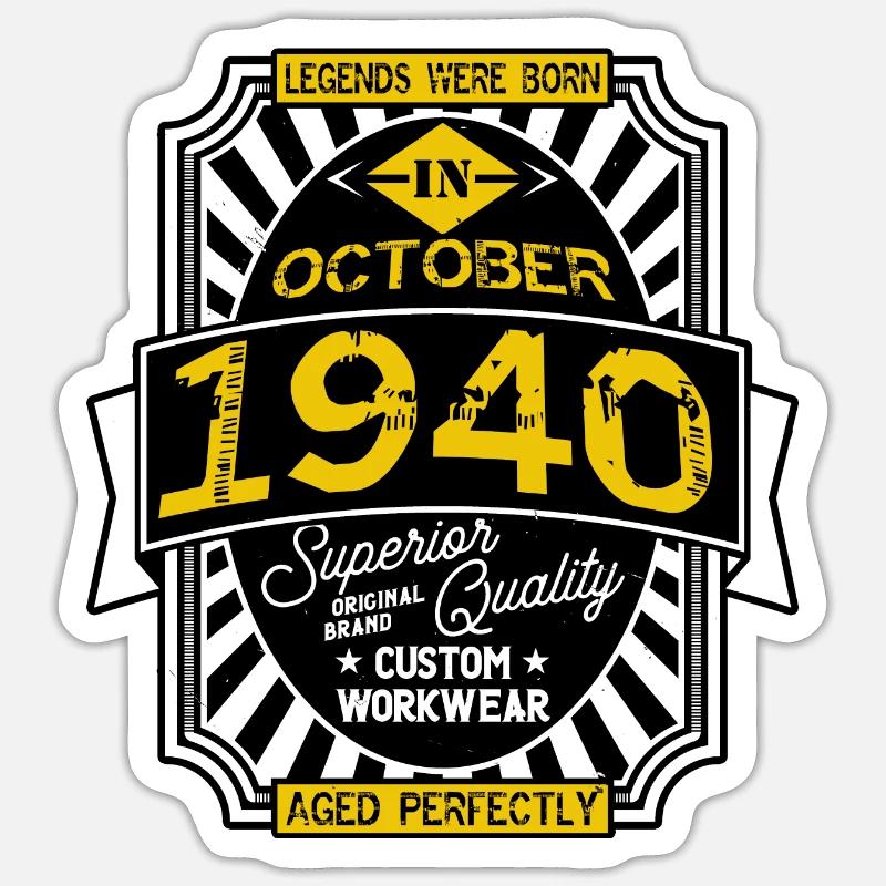 1940 OCTOBER - Sticker taille S (10 x 10 cm) - blanc mat