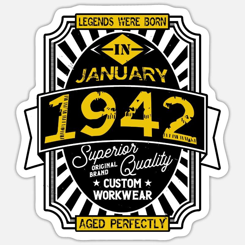 1942 JANUARY - Sticker taille S (10 x 10 cm) - blanc mat
