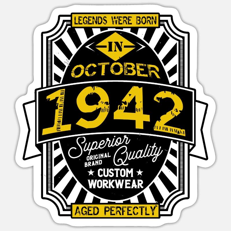 1942 OCTOBER - Sticker taille S (10 x 10 cm) - blanc mat