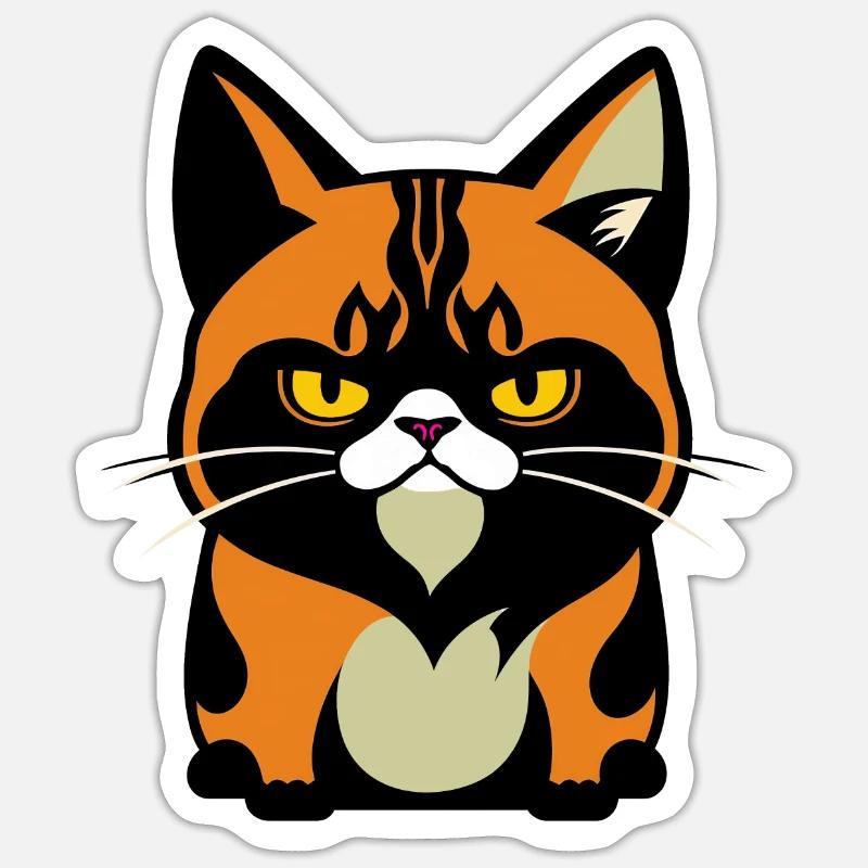 Chat - Sticker taille S (10 x 10 cm) - blanc mat