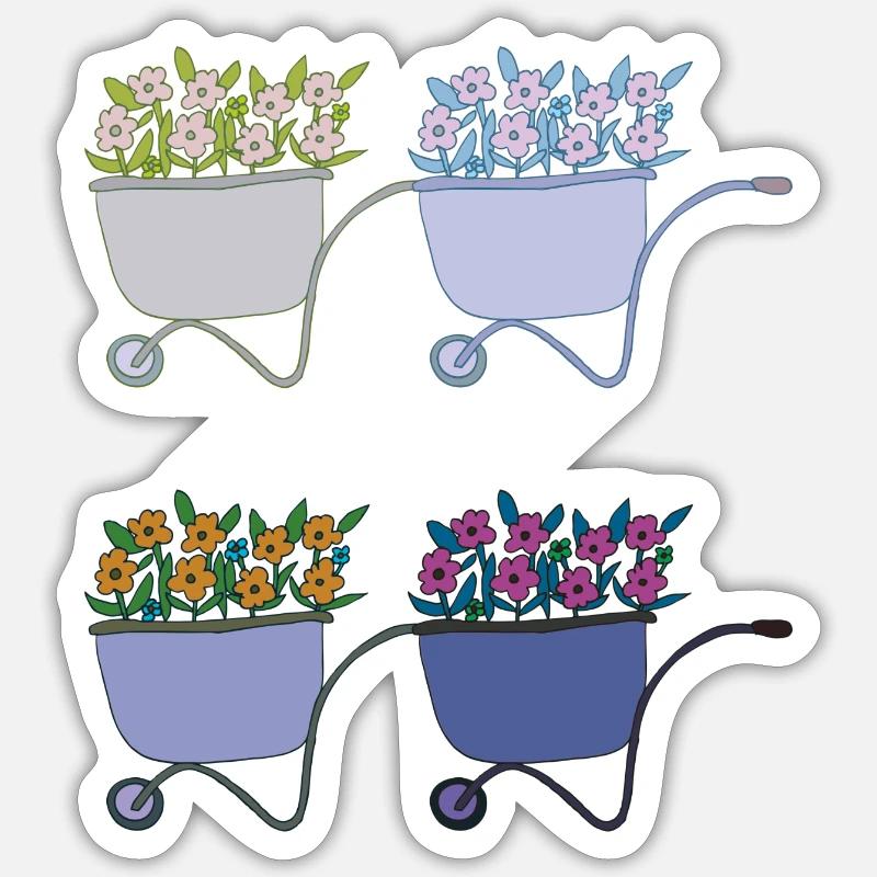 Wheelbarrows 4-fold - Sticker size S (10 x 10 cm) - white matte