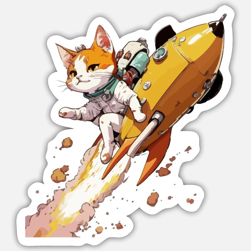 Kriko le chat astronaute - Sticker taille S (10 x 10 cm) - blanc mat