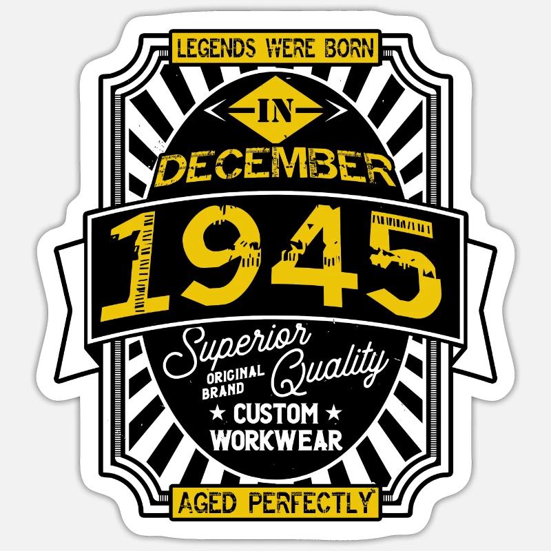 1945 DECEMBER - Sticker taille S (10 x 10 cm) - blanc mat