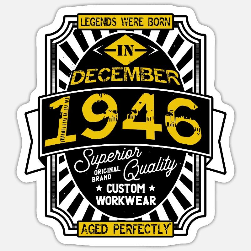 1946 DECEMBER - Sticker taille S (10 x 10 cm) - blanc mat