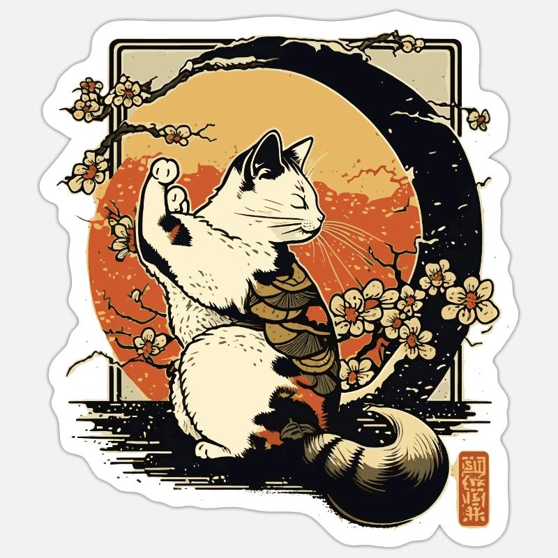 Neko Neko 1 - Sticker Größe S (10 x 10 cm) - Mattweiß