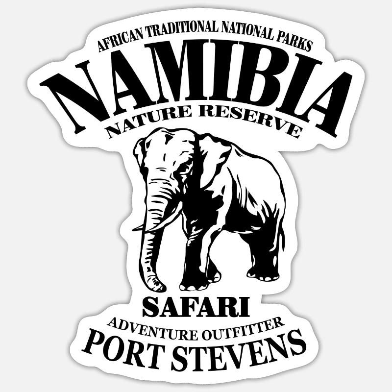 Namibia - Elefant - Sticker Größe S (10 x 10 cm) - Mattweiß