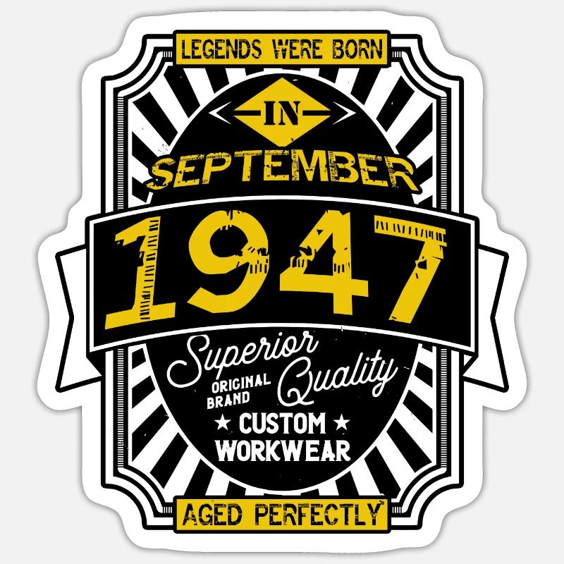 1947 SEPTEMBER - Sticker Größe S (10 x 10 cm) - Mattweiß