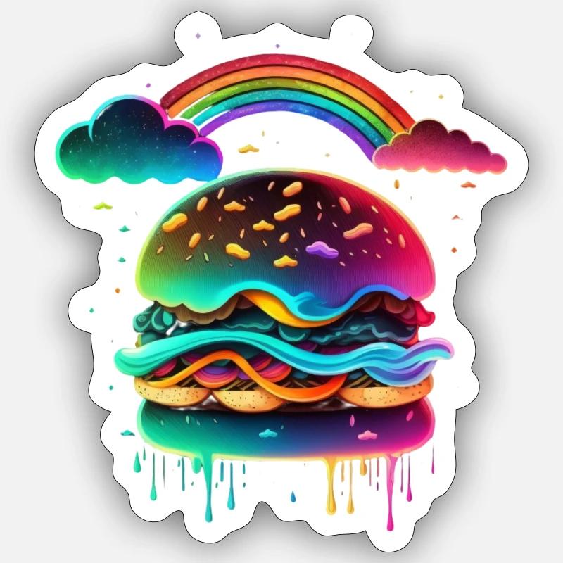 BURGER APETISSANT - COULEURS - Sticker taille S (10 x 10 cm) - blanc mat