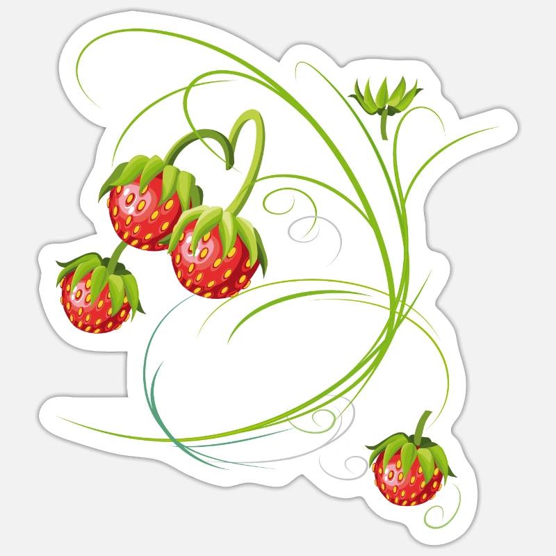 Erdbeeren, Obst - Sticker Größe S (10 x 10 cm) - Mattweiß