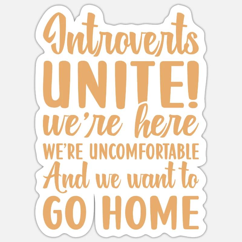 Introverti timide antisocial - Sticker taille S (10 x 10 cm) - blanc mat