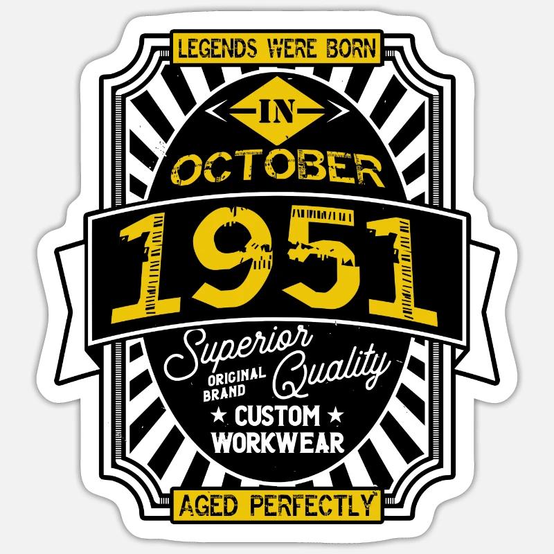 1951 OCTOBER - Sticker taille S (10 x 10 cm) - blanc mat