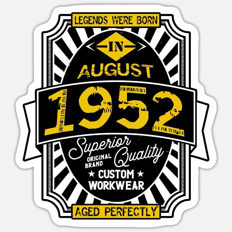1952 AUGUST - Sticker taille S (10 x 10 cm) - blanc mat