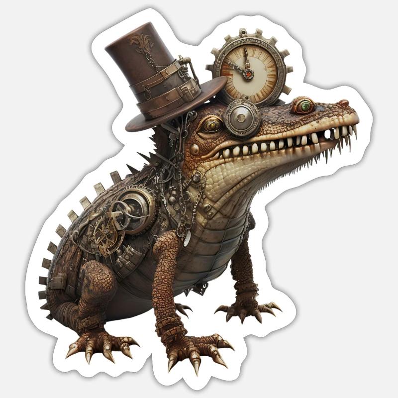 FOX0610 krokodil2 - Sticker Größe S (10 x 10 cm) - Mattweiß
