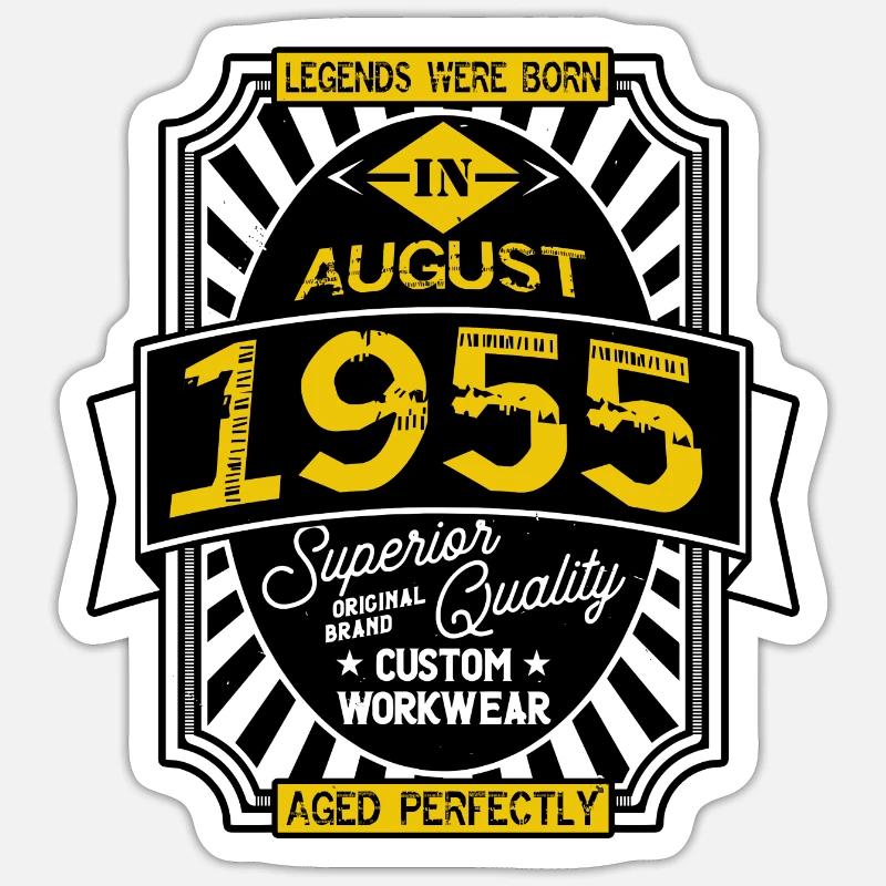 1955 AUGUST - Sticker taille S (10 x 10 cm) - blanc mat