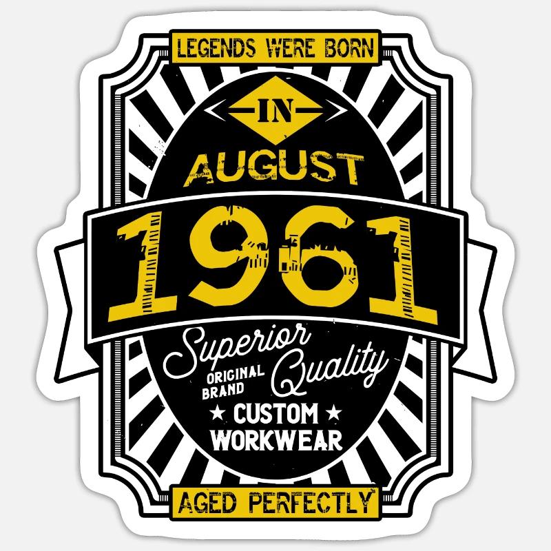 1961 AUGUST - Sticker Größe S (10 x 10 cm) - Mattweiß
