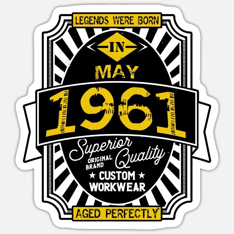 1961 MAY - Sticker size S (10 x 10 cm) - white matte