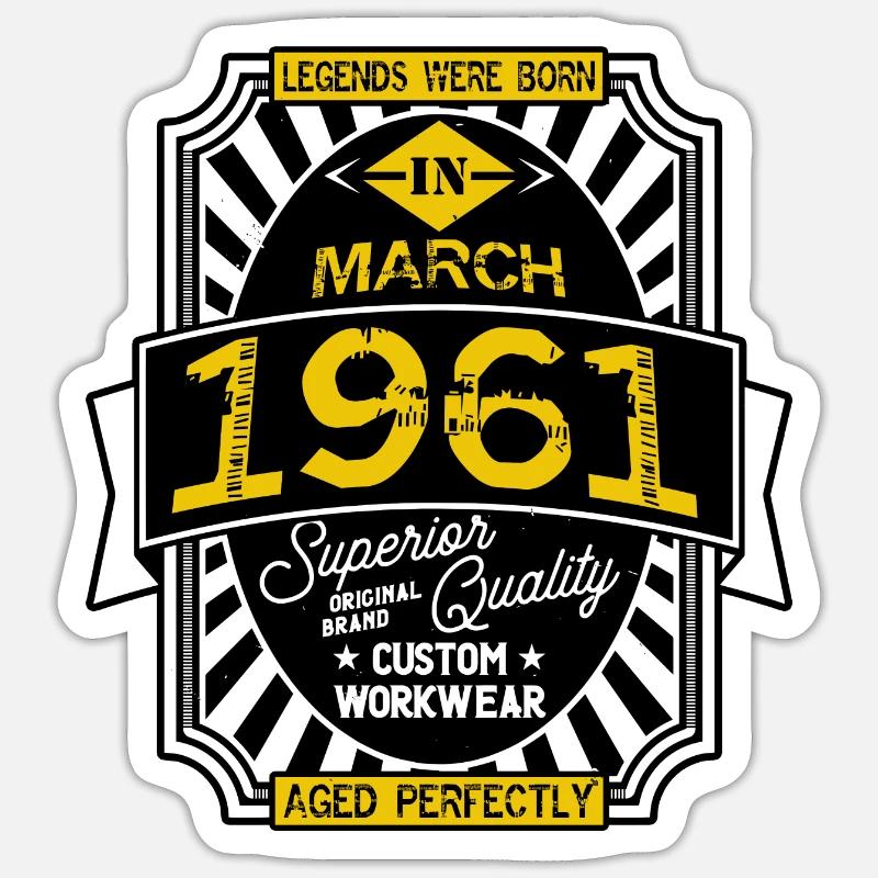 1961 MARCH - Sticker taille S (10 x 10 cm) - blanc mat