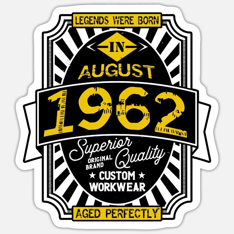 1962 AUGUST - Sticker taille S (10 x 10 cm) - blanc mat