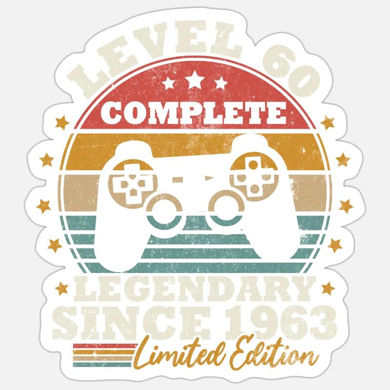 Level 60 freigeschaltet - Sticker Größe S (10 x 10 cm) - Mattweiß