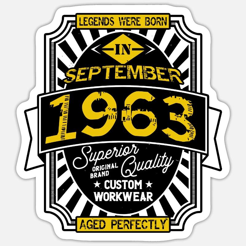 1963 SEPTEMBER - Sticker taille S (10 x 10 cm) - blanc mat