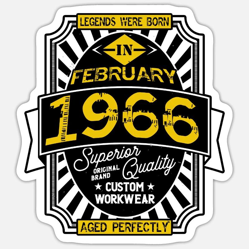 1966 FEBRUARY - Sticker taille S (10 x 10 cm) - blanc mat