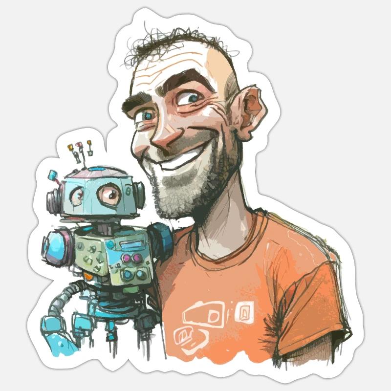 Robot Engineer - Sticker size S (10 x 10 cm) - white matte