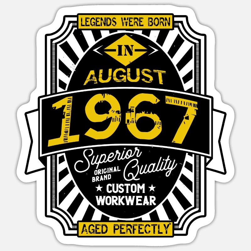 1967 AUGUST - Sticker taille S (10 x 10 cm) - blanc mat