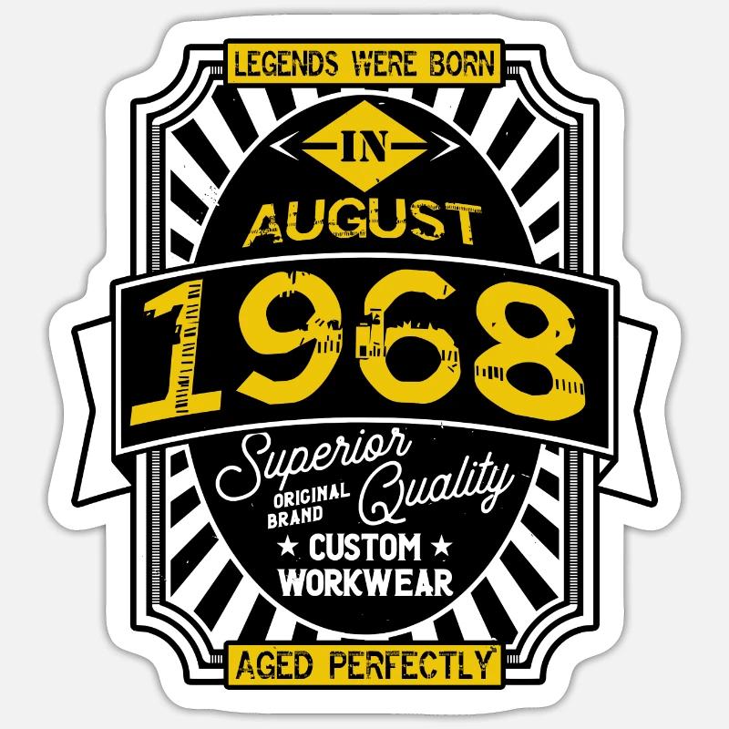 1968 AUGUST - Sticker taille S (10 x 10 cm) - blanc mat