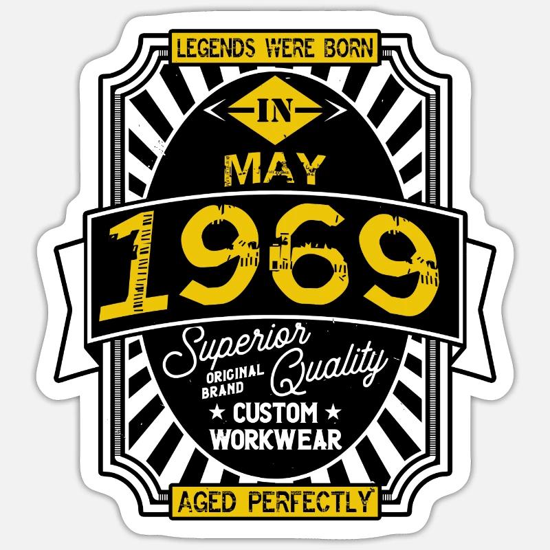 1969 MAY - Sticker taille S (10 x 10 cm) - blanc mat