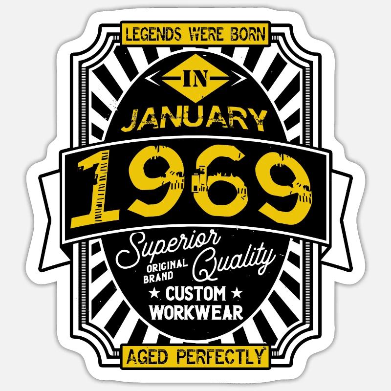 1969 JANUARY - Sticker size S (10 x 10 cm) - white matte