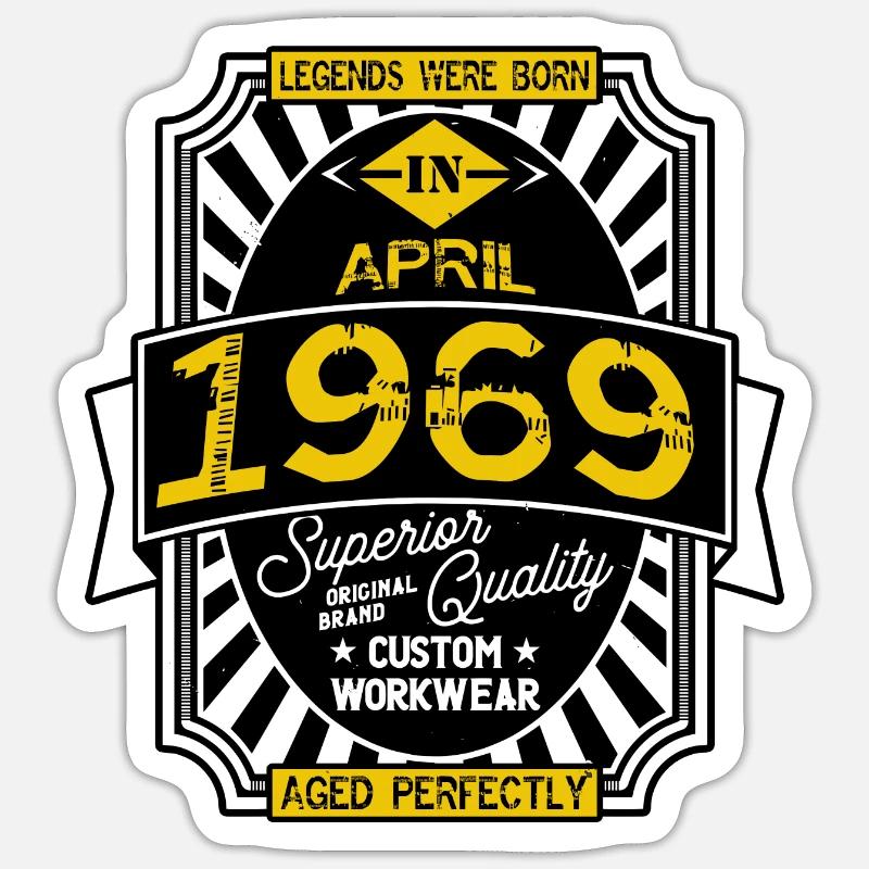 1969 APRIL - Sticker taille S (10 x 10 cm) - blanc mat