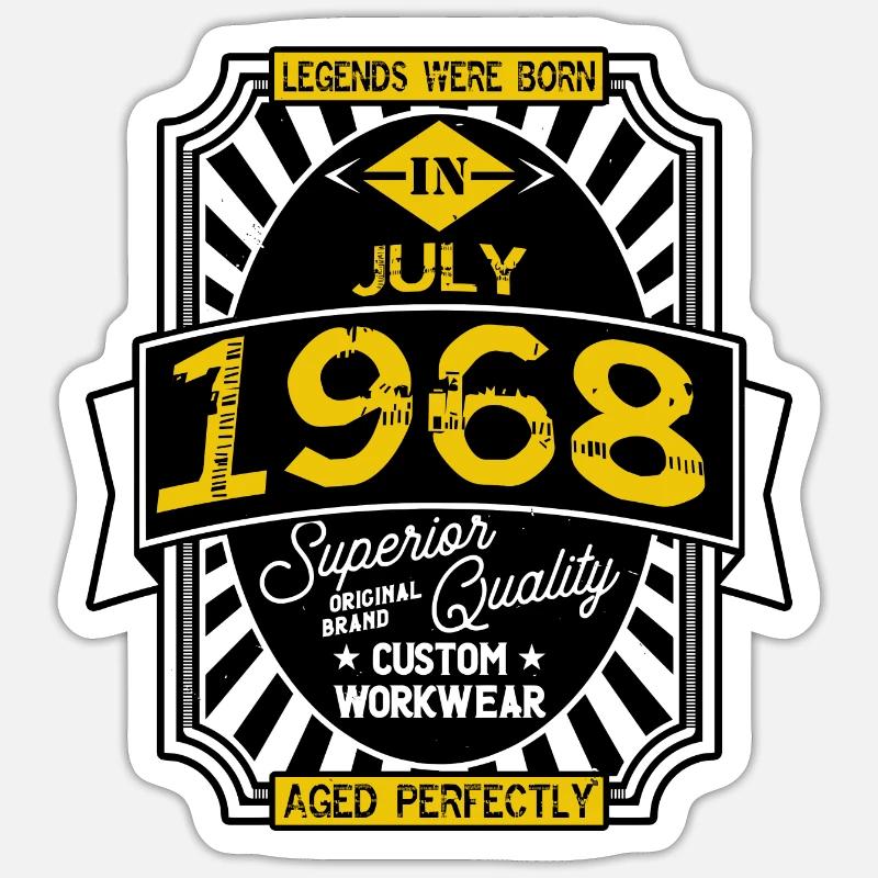 1968 JULY - Sticker taille S (10 x 10 cm) - blanc mat