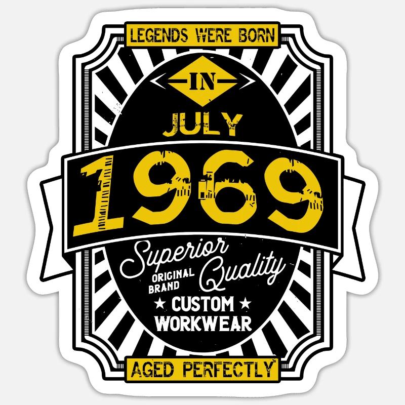 1969 JULY - Sticker taille S (10 x 10 cm) - blanc mat
