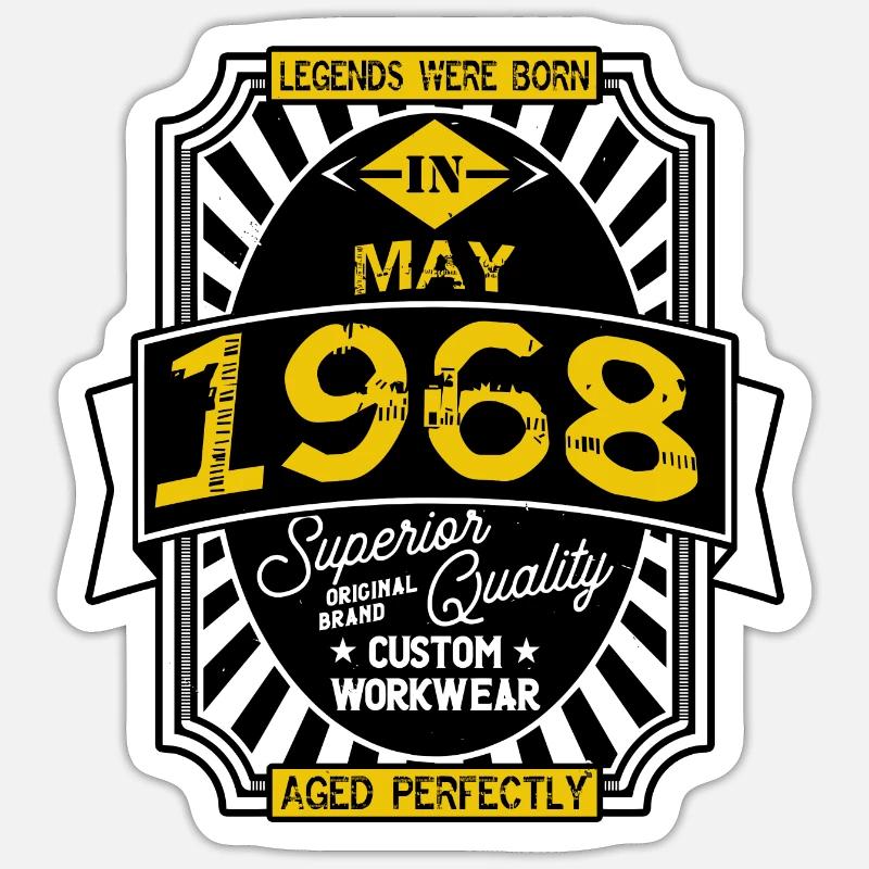 1968 MAY - Sticker taille S (10 x 10 cm) - blanc mat