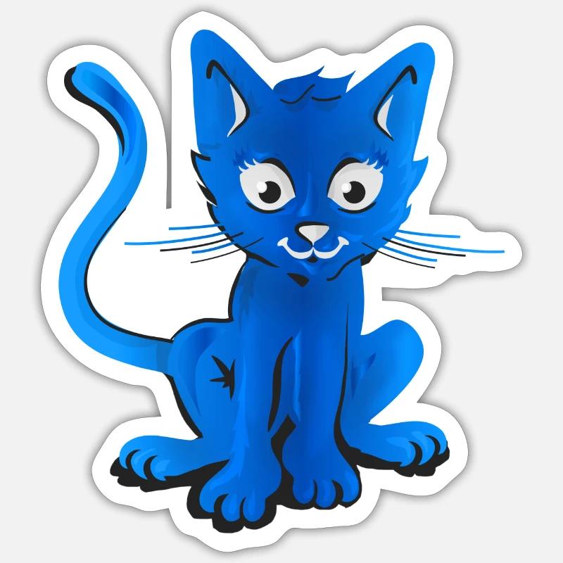 chat bleu Sticker Größe S (10 x 10 cm)