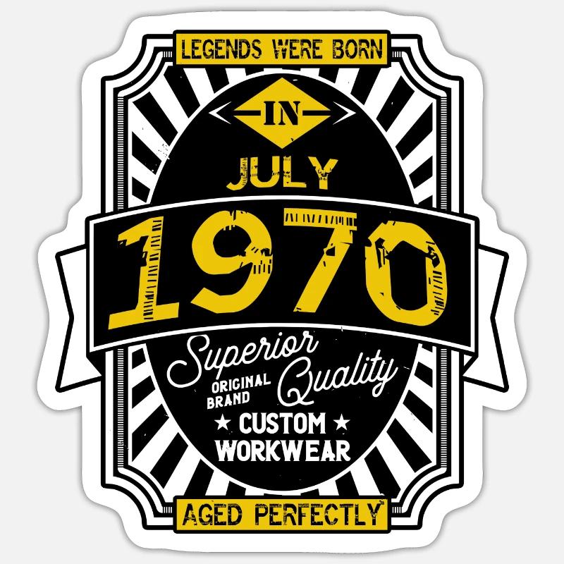1970 JULY - Sticker taille S (10 x 10 cm) - blanc mat