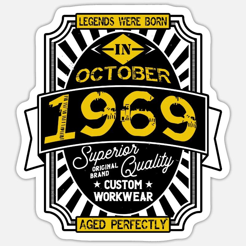 1969 OCTOBER - Sticker taille S (10 x 10 cm) - blanc mat