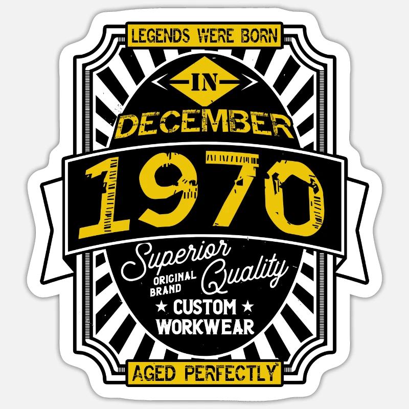 1970 DECEMBER - Sticker taille S (10 x 10 cm) - blanc mat