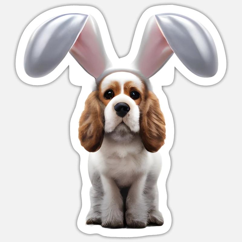 Cocker Spaniel anglais avec oreilles de lapin Sticker taille S (10 x 10 cm)