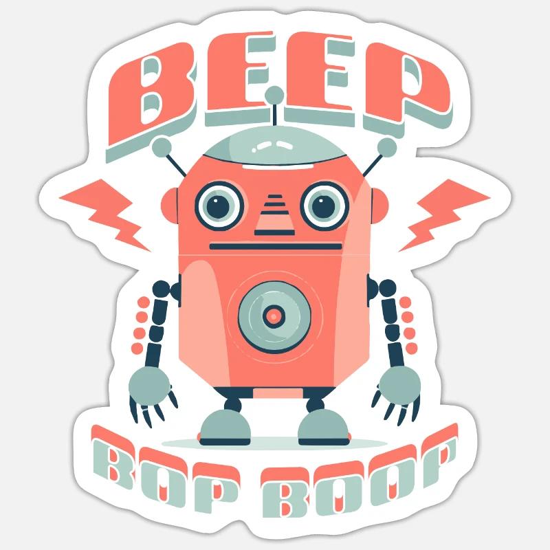 Beep Bop Boop - Sticker size S (10 x 10 cm) - white matte