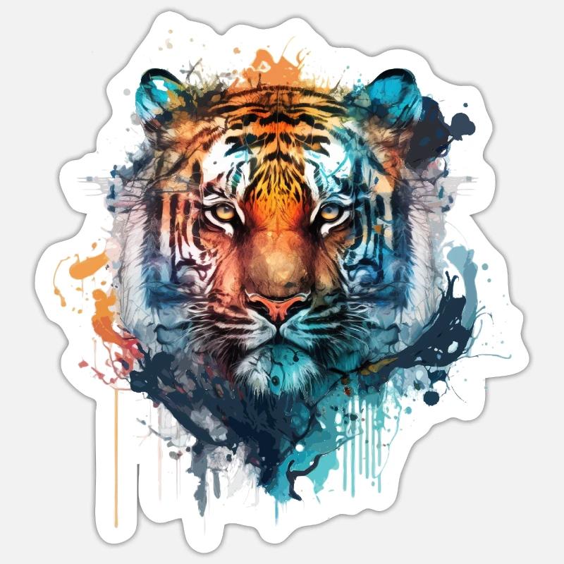 Tiger - Sticker size S (10 x 10 cm) - white matte