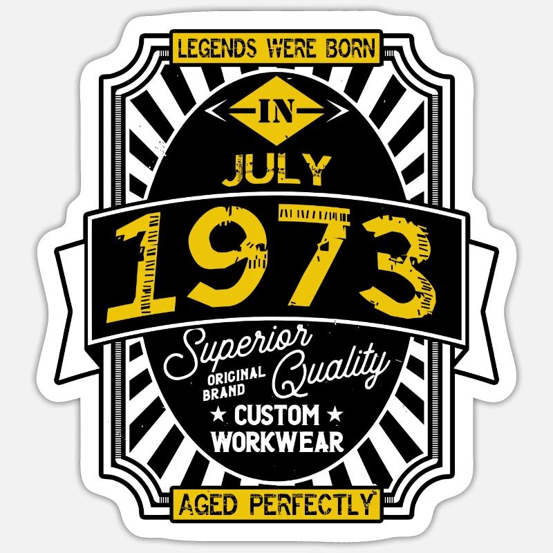 1973 JULY - Sticker taille S (10 x 10 cm) - blanc mat