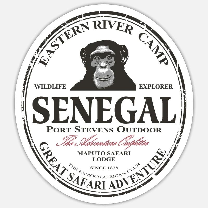 Senegal - Chimpanzees - Sticker size S (10 x 10 cm) - white matte