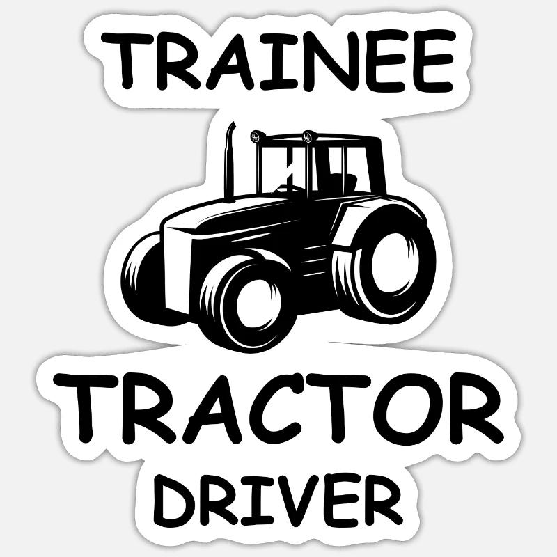 Trainee Tractor Driver - Sticker Größe S (10 x 10 cm) - Mattweiß