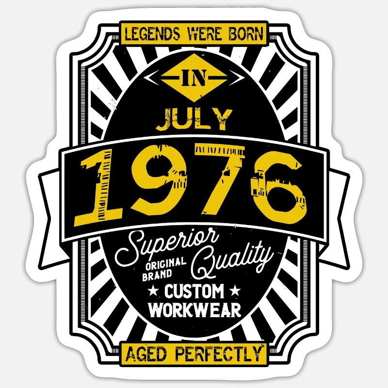 1976 JULY - Sticker taille S (10 x 10 cm) - blanc mat