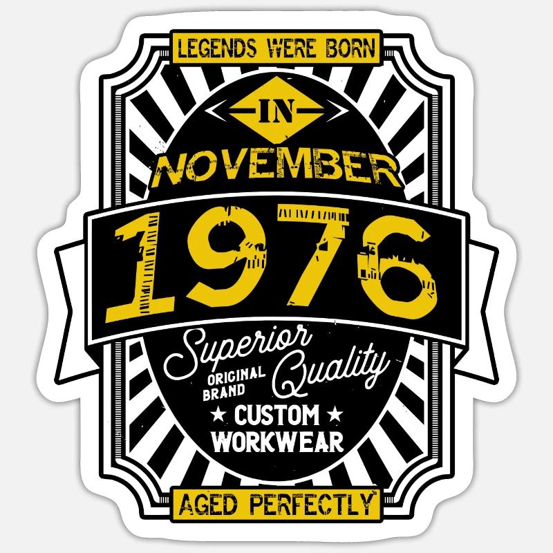 1976 NOVEMBER - Sticker taille S (10 x 10 cm) - blanc mat