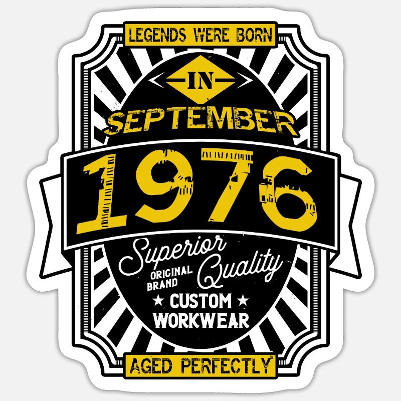 1976 SEPTEMBER - Sticker taille S (10 x 10 cm) - blanc mat