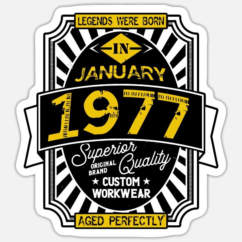 JANUAR 1977 - Sticker Größe S (10 x 10 cm) - Mattweiß