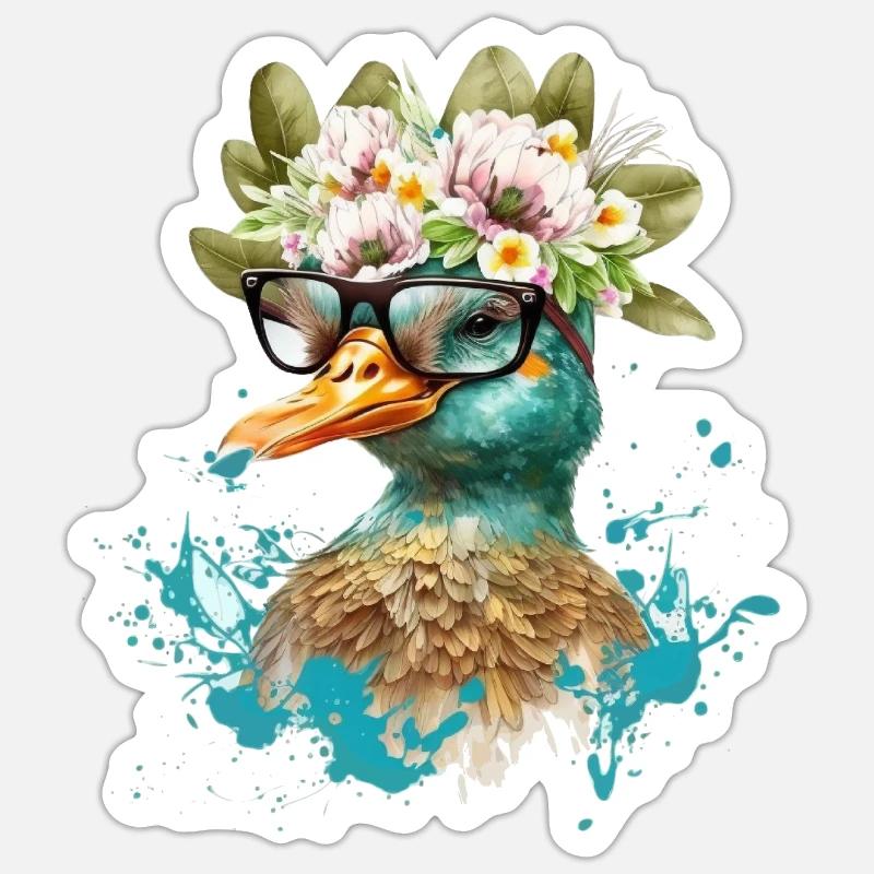 Funny duck - Sticker size S (10 x 10 cm) - white matte